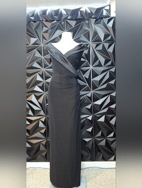 Ralph Lauren One-Shoulder Black Evening Gown